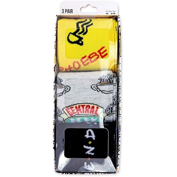 Mens Adult Womens 3 pack Novelty Crew Socks FRIENDS TV Show Size 8-12 Ross NIP - Picture 2 of 2